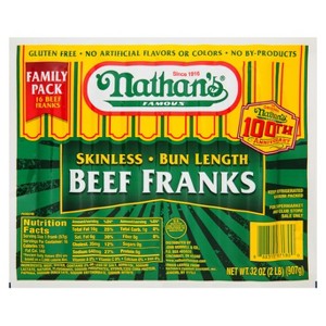 Nathan's Bun Length Beef Hot Dogs